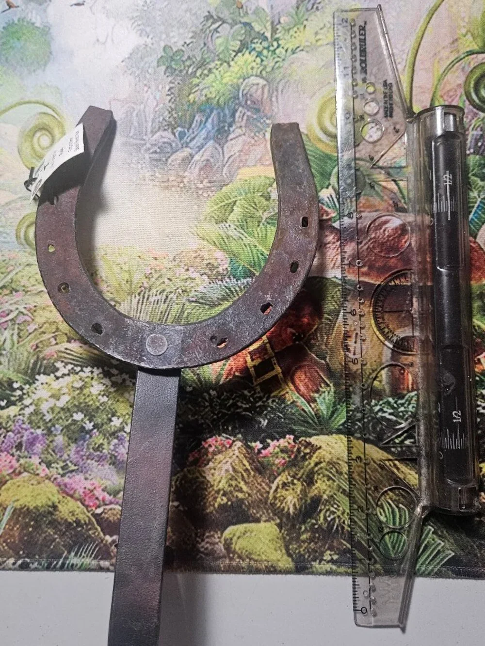 Antique Vintage Blacksmith Handforged Steel Horseshoe with Hook - For Good Luck